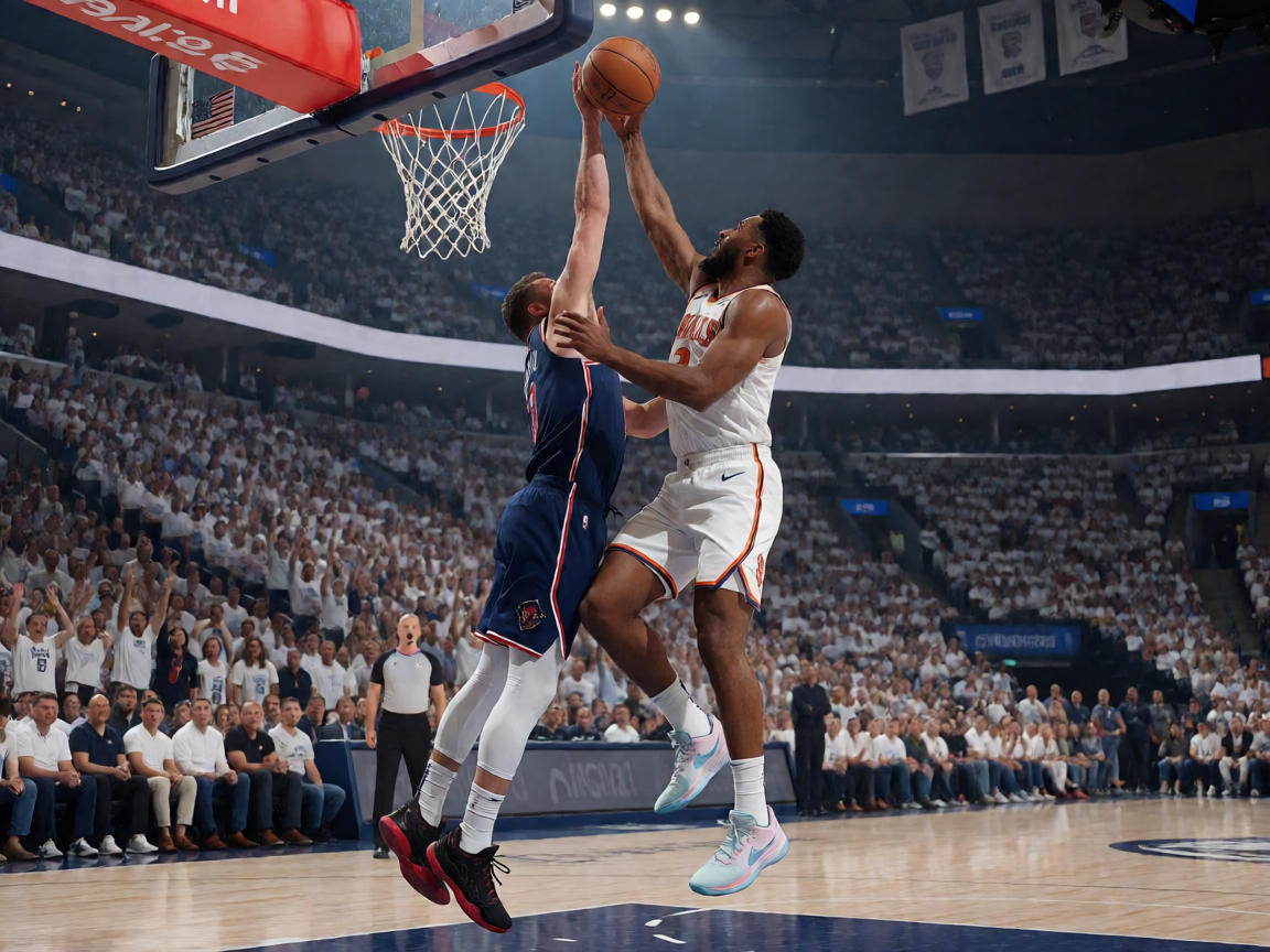 NBA球员在禁区完成暴扣,防守球员无法封盖,全场欢呼